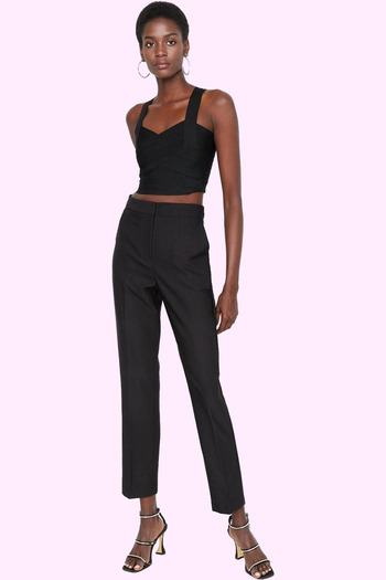 PayBuy Women's Fashion Narrow Leg Woven Pants High Waist Cigarette Shape Stylish Night Summer