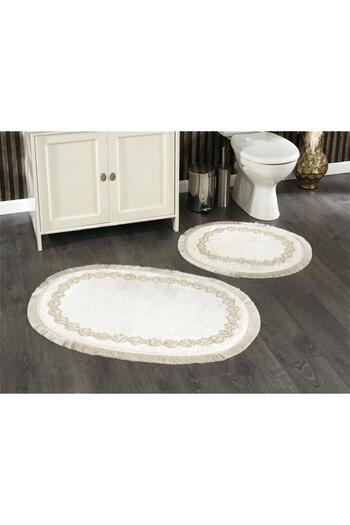 Mavi Kelebek Home Dowry 2-Piece Toilet Set – Non-Slip Base, Shiny Fringe, Plush Soft – 4 Color Options