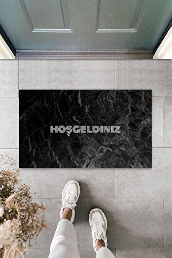 Dormot Modern Digital Printing Black Welcome Door Mat