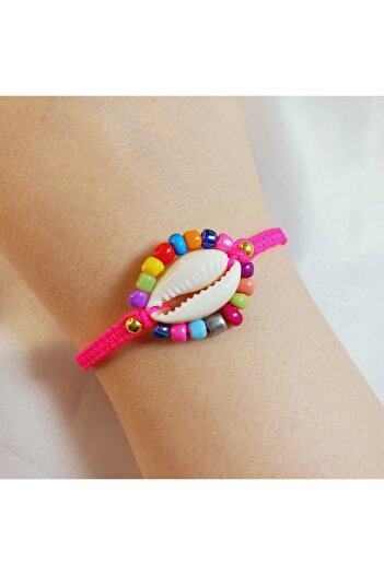 Crystal Atelier Colorful Beaded Seashell Braided Macrame Bracelet – Handmade Unisex Beach Accessory Summer Trend