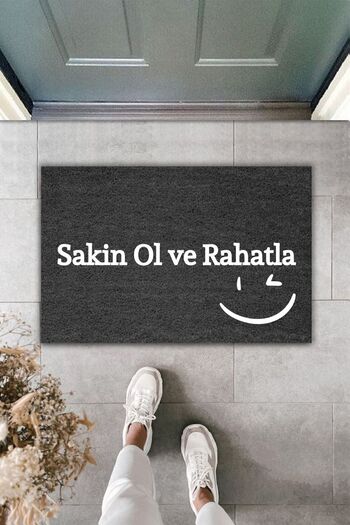 Dormot Modern Digital Printing Doormat - Black Keep Calm and Relax Doormat :) - Door It Doormat