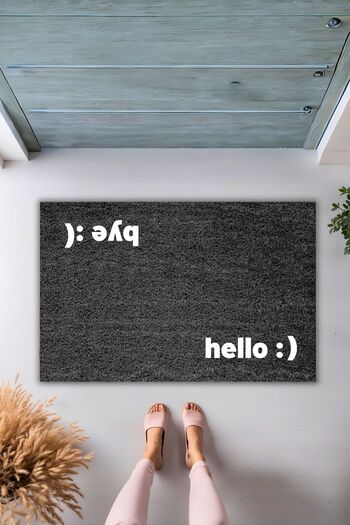 Dormot Modern Digital Printing Black - Hello - Bye Doormat - Door Mat