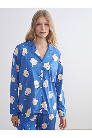 LC Waikiki Selecții strălucitoare de la Shining Store |   Set de pijamale pentru femei cu imprimeu cu guler cămașă