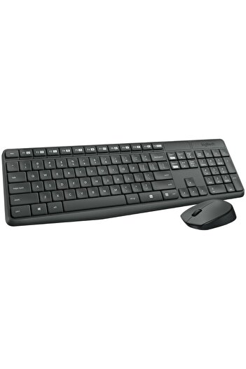 logitech MK235 Wireless Keyboard and Mouse Combo for Windows, Arabic/English Layout - Black
