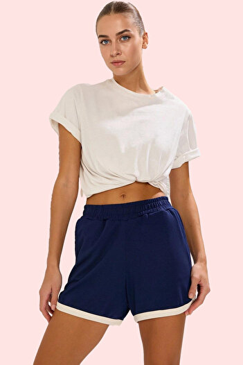 PayBuy Women's Fashion Short Length Knitted Shorts Color Block Pattern Comfortable Fit Daily Use Summer Shorts
