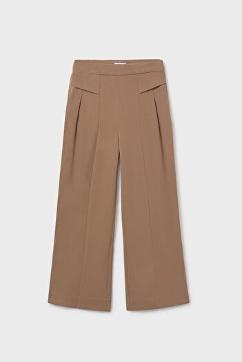 MAYORAL Girls' Pleated Wide Leg Trousers - Camel