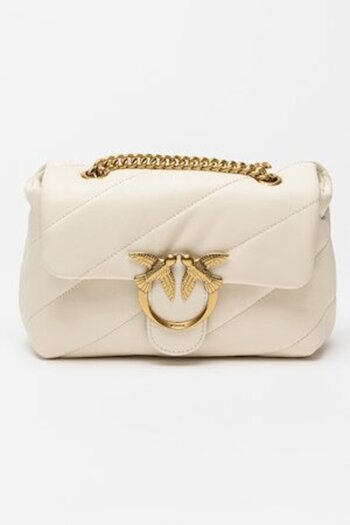 PİNKO Pinko, Crossbody Leather Bag Love Mini Puff, Cream, 15 x 23 x 9 cm