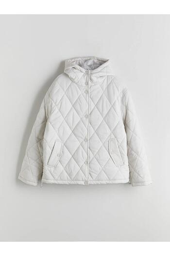 LC Waikiki Palton puf oversize matlasat cu glugă pentru femei (W5)