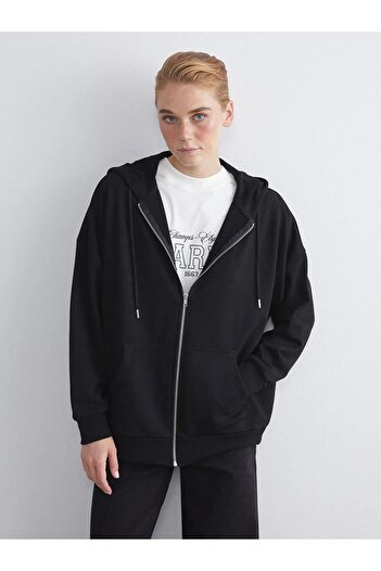 LC Waikiki Lcw Hooded Oversize Women's Zippered Sweatshirt (W5)