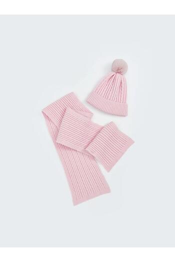 LC Waikiki Lcw Pompom Detailed Girl's Scarf and Beanie Set (W5)
