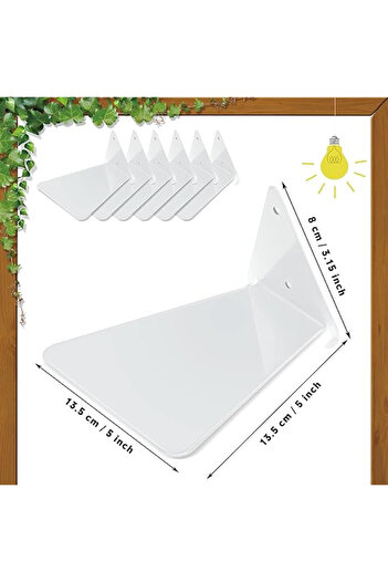 OEM Invisible triangular wall-mounted floating shelves, white, 6 pcs