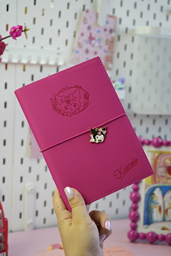 Victoria's Journals Kuromi Vegan Leather Daily 13X18 cm Lined Notebook with Elastic – Charm Ornament Detail