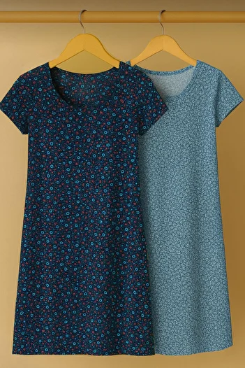 COTENCONCEPT 2 Pieces Draped Comfortable Fit Daily Combed Cotton Fabric Dress