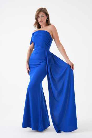 vuvutasarım Sleeve Detail Yanda Tail Detail Lycra Long Dress 684
