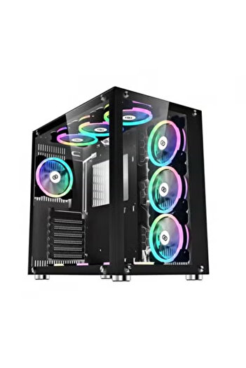 Generic HIGHEND COVID 55 RGB Gaming Case supports ATX/ M-ATX boards with a metal thickness of 0.8 mm Black