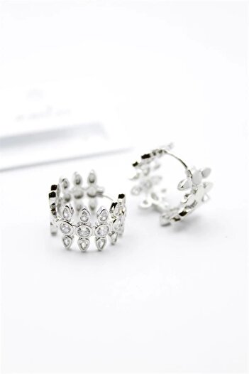 No8 Home Jewelled Hoop Earrings - Silver