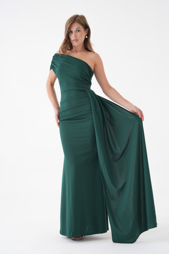 vuvutasarım Sleeve Detail Yanda Tail Detail Lycra Long Dress 684