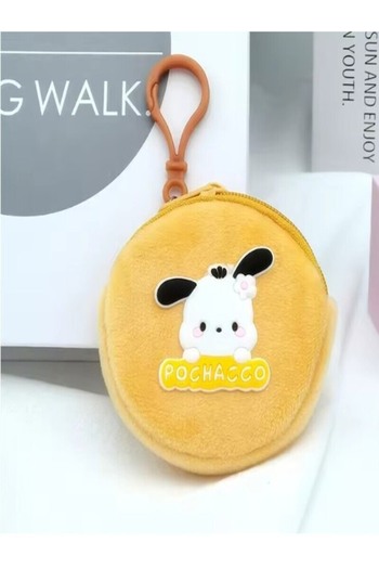 FuryaTedarik Kuromi Purple Plush Round Wallet – Cute Character Design with Keychain