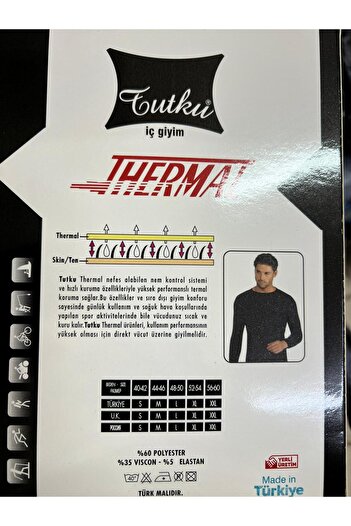 TABANÇORAPLARI Tutku Men's Thermal Black Long Sleeve Top Undershirt Bady