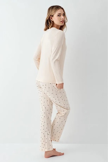 Arnetta 100% Cotton Long Sleeve Circle Neck Women's Pajama Set