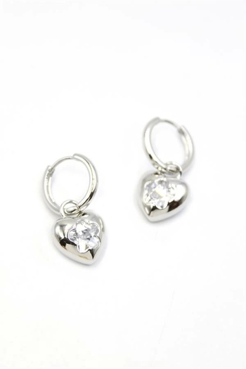 No8 Home Heart Earrings - Silver