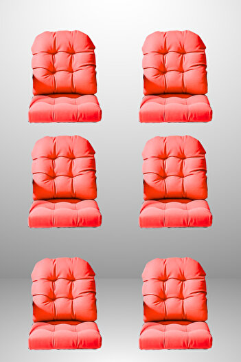 MoMMe Chair Cushion 45X45 cm Seat and Back (6 Sets) Red