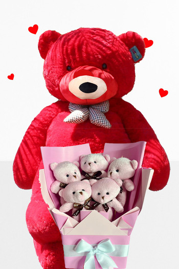 Sole Plush Toy 90 cm Pink Teddy Bear Bouquet with Bear – Birthday and Valentine's Day Gift