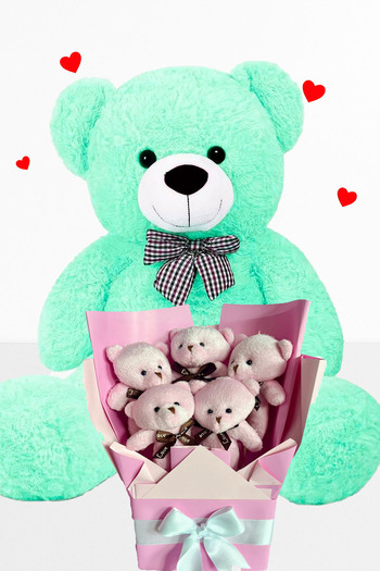 Sole Plush Toy 90 cm Pink Teddy Bear Bouquet with Bear – Birthday and Valentine's Day Gift