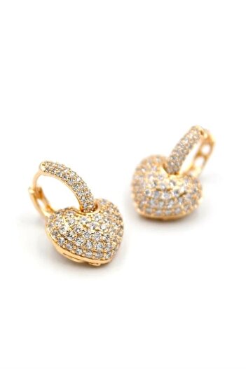 No8 Home Heart Earrings with Stones - Gold