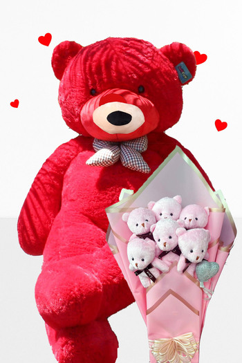 Sole Toy 90 cm Plush Bear with Pink Concept Romantic Plush Teddy Bear Bouquet Gift for Girlfriend
