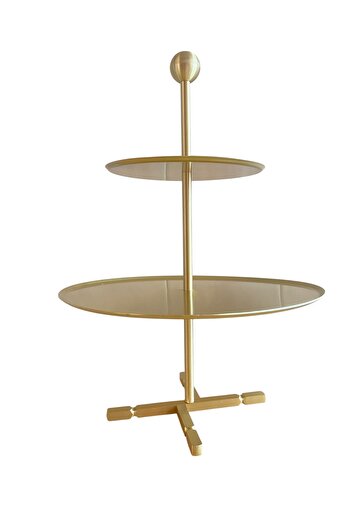 VERRA CONCEPT 2 Tier Gold Cookie Stand, Decorative Presentation Tray, Cake Serving