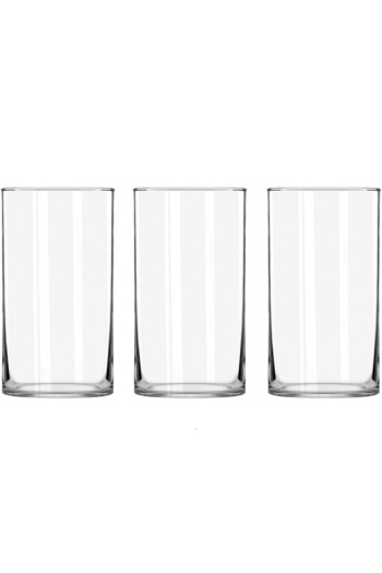 Home Zone 3 Pack Clear Glass Cylinder Vases, Table Flowers Vase, for Wedding Decorations (10x20cm)