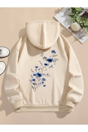 FUFLUNS ΜΠΛΕ ΛΟΥΛΟΥΔΙ ΠΙΣΩ ΕΚΤΥΠΩΜΕΝΟ OVERSIZE UNISEX ΓΥΝΑΙΚΕΙΟ/ΑΝΔΡΙΚΟ ΦΟΥΤΕΡΦΟΥΤΕΡ ΜΕ ΚΑΠΟΥΝΤ