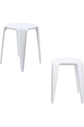 Generic CozyBlock POUFFE Stackable Multipurpose Stool for Indoor and Outdoor, Set of 2 (White)