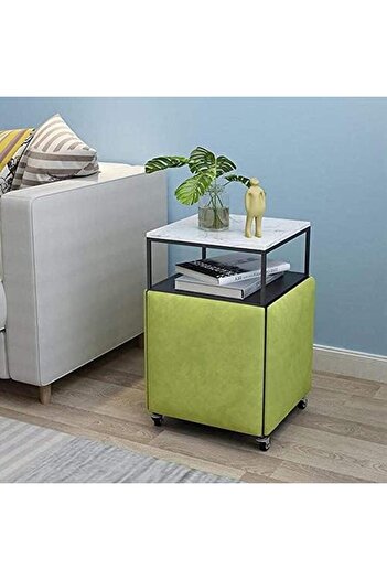 Zen Store ZENSTORE Multi-Functional Side Sofa Table with 4 Chairs, Living Room Side Table, Small Coffee Table