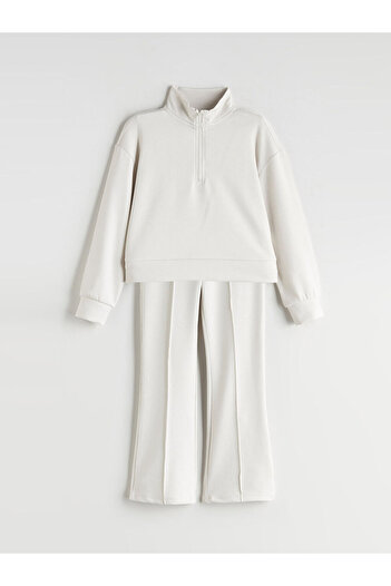 LC Waikiki Beige Stand Collar Girl's Tracksuit Set