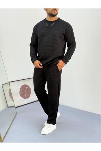 Baycombine35 Men's Quilted Patterned Waffle Fabric Tracksuit Set