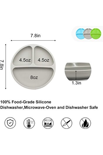 OEM Silicone plate for toddlers, gray color