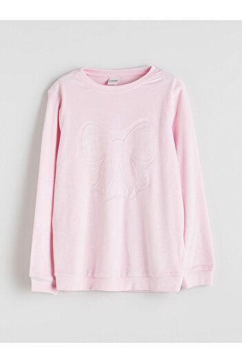 LC Waikiki Leave Your Style with Us |   Crew Neck Velvet Girls Pajama Set