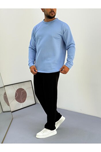 Baycombine35 Men's Quilted Patterned Waffle Fabric Tracksuit Set
