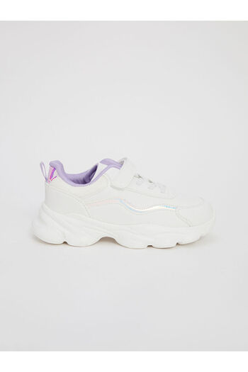 LC Waikiki White Lace-Up and Velcro Girls' Sports Shoes