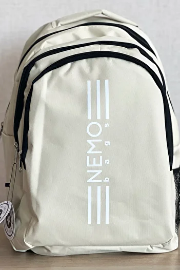 FCSTORE Unisex Cream Large Size Laptop School Bag Travel Backpack 24 Lt 45X30Cm