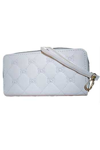 duoguo Women's fashion white wallet - double space for organization