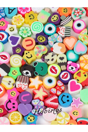 Hobimos 50 Pieces of Mixed Shapes Fimo Beads - Jewelry Making Beads