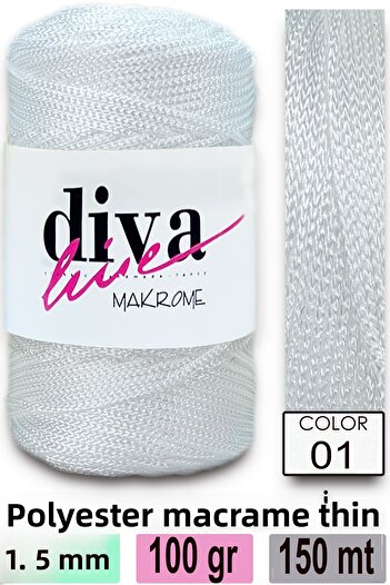 Diva İplik Σχοινί Diva Macrame 01 Λευκό