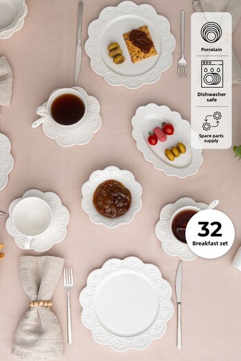 İSTANBUL PORSELEN Akay 32 Piece Breakfast Set for 6 People