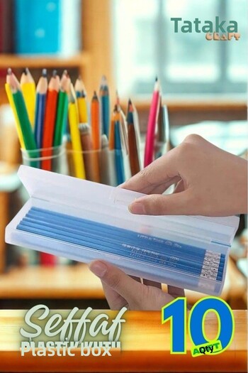 TATA CRAFT Transparent *10Pcs Plastic Multi-Purpose Stationery Cosmetic Kitchen Organization Box Pen Holder