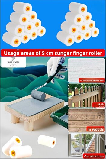 OSKAR FIRÇA 5 cm High Quality Sponge Finger Roller Replacement Head (50 Pcs)