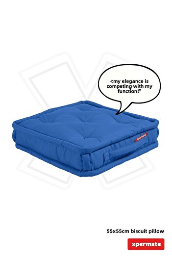 XPERMATE Pernă Biscuit Honeycomb Față Pernă Paletă Pernă franceză Pernă Bancă și Grădină 55x55x14 cm Albastru