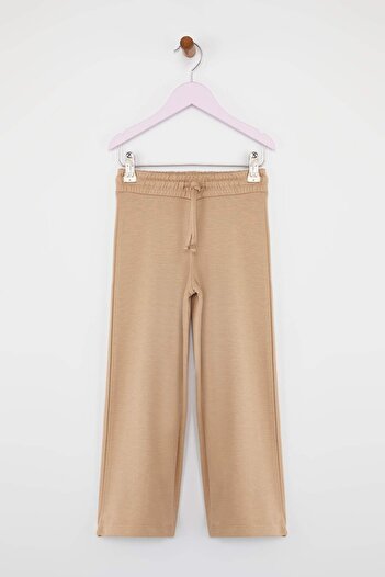 TRENDYOLKIDS Anthracite-Beige Cotton 2-Piece Plain/Basic Elastic Waist Knitted Girl's Pants Tkdaw26Ta00002